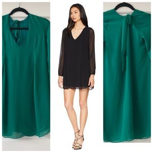 BCBG Long Sleeve V Neck Green Mini Dress